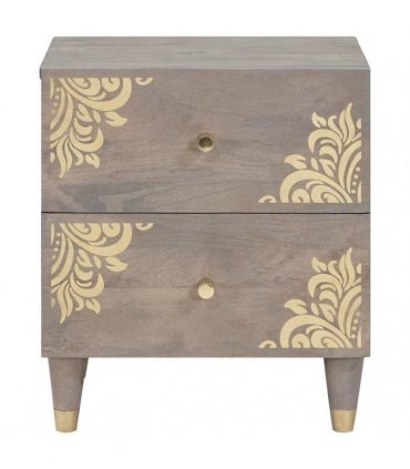 vidaXL Bedside Cabinet Grey 40 x 33 x 46 cm Solid Mango Wood