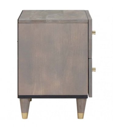 vidaXL Bedside Cabinet Grey 40 x 33 x 46 cm Solid Mango Wood