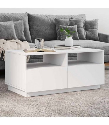 vidaXL Coffee Table with LED Lights White 90x49x40 cm