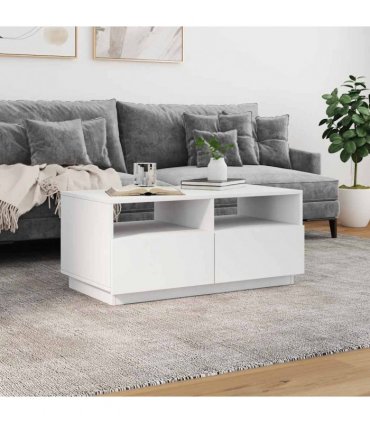 vidaXL Coffee Table with LED Lights White 90x49x40 cm