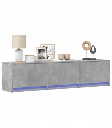 vidaXL TV Cabinet with LED Concrete 165 x 34 x 40 cm Engineered Wood