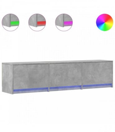 vidaXL TV Cabinet with LED Concrete 165 x 34 x 40 cm Engineered Wood