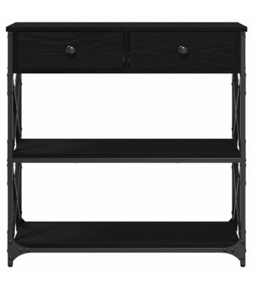 vidaXL Console Table with Drawer with Shelf Black oak 75 x 28 x 75 cm