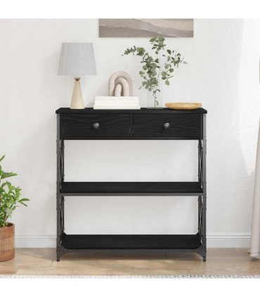 vidaXL Console Table with Drawer with Shelf Black oak 75 x 28 x 75 cm
