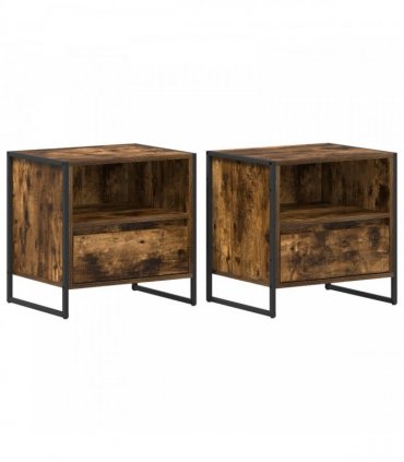 vidaXL Bedside Table 2 pcs Smoke Oak 50 x 39.5 x 50 cm Engineered Wood