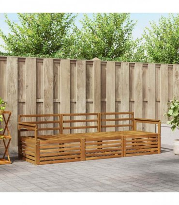 vidaXL Outdoor Sofa Set 3 pcs Natural Solid Acacia Wood