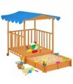 vidaXL Kids Playhouse with Sandbox Fir Wood Blue UV50