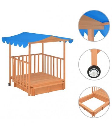 vidaXL Kids Playhouse with Sandbox Fir Wood Blue UV50