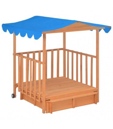 vidaXL Kids Playhouse with Sandbox Fir Wood Blue UV50