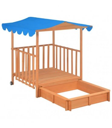vidaXL Kids Playhouse with Sandbox Fir Wood Blue UV50