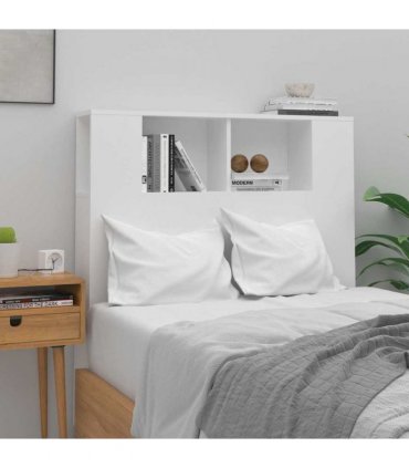 vidaXL Headboard Cabinet | White | Engineered wood | Large | Headboard Cabinet