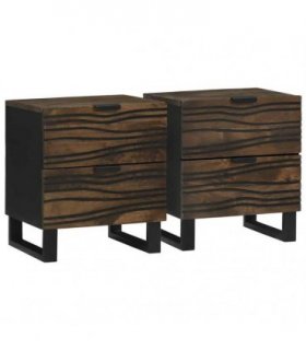 vidaXL Bedside Cabinet 2 pcs Walnut 40 x 33 x 46 cm Engineered Wood