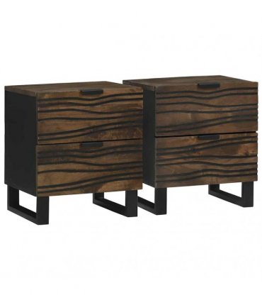 vidaXL Bedside Cabinet 2 pcs Walnut 40 x 33 x 46 cm Engineered Wood