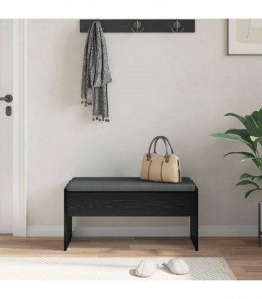 vidaXL Hall Bench with Cushion Black Oak 83 x 38 x 40 cm