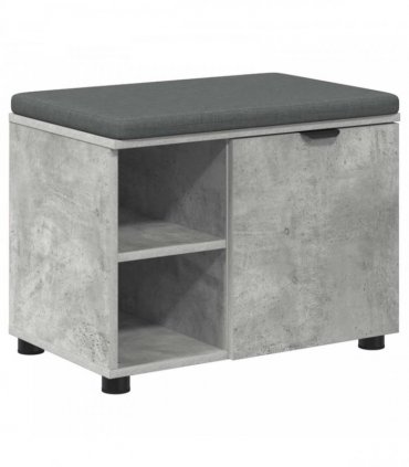 vidaXL Hall Bench with Cushion with Door Concrete Grey 60 x 38 x 46 cm