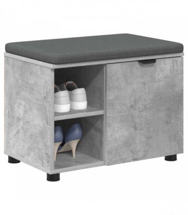 vidaXL Hall Bench with Cushion with Door Concrete Grey 60 x 38 x 46 cm
