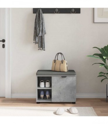 vidaXL Hall Bench with Cushion with Door Concrete Grey 60 x 38 x 46 cm