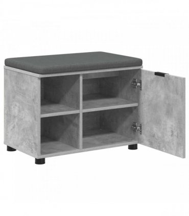 vidaXL Hall Bench with Cushion with Door Concrete Grey 60 x 38 x 46 cm