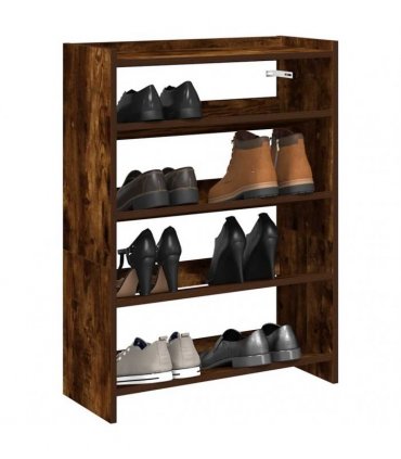 vidaXL Shoe Rack Smoked Oak 60x25x81 cm Engineered Wood