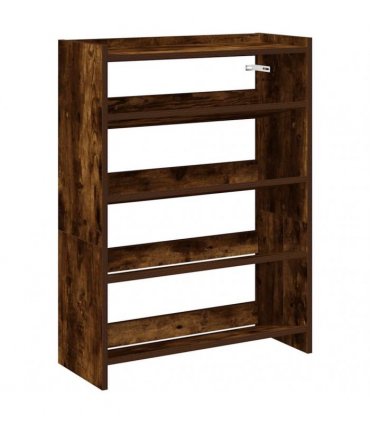 vidaXL Shoe Rack Smoked Oak 60x25x81 cm Engineered Wood