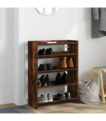 vidaXL Shoe Rack Smoked Oak 60x25x81 cm Engineered Wood