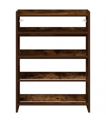 vidaXL Shoe Rack Smoked Oak 60x25x81 cm Engineered Wood