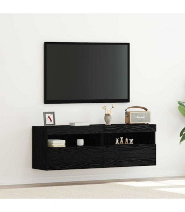 vidaXL TV Wall Cabinet Black oak 60 x 30 x 40 cm Engineered wood