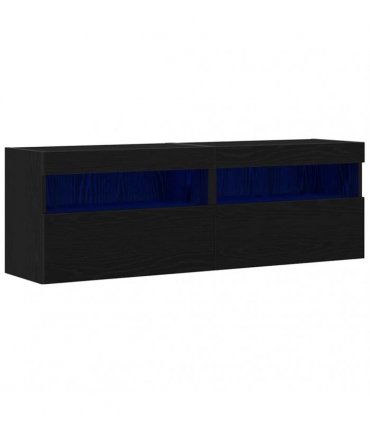 vidaXL TV Wall Cabinet Black oak 60 x 30 x 40 cm Engineered wood