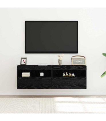 vidaXL TV Wall Cabinet Black oak 60 x 30 x 40 cm Engineered wood
