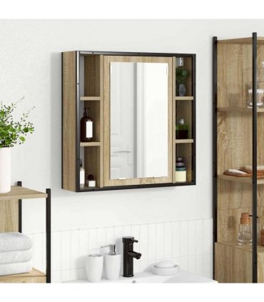 vidaXL Mirror Cabinet Sonoma Oak 60 x 16 x 60 cm Engineered Wood