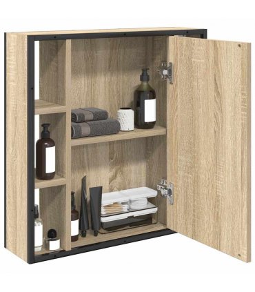 vidaXL Mirror Cabinet Sonoma Oak 60 x 16 x 60 cm Engineered Wood