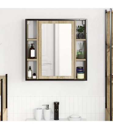 vidaXL Mirror Cabinet Sonoma Oak 60 x 16 x 60 cm Engineered Wood