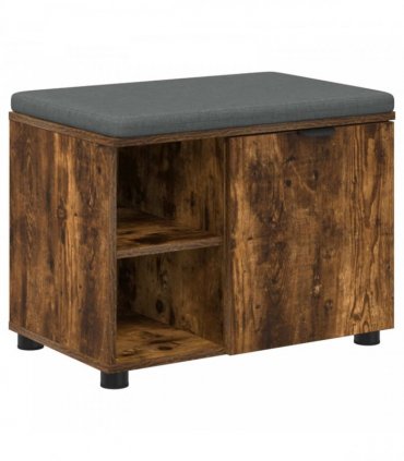 vidaXL Hall Bench with Cushion with Shelf Smoked Oak 60 x 38 x 46 cm
