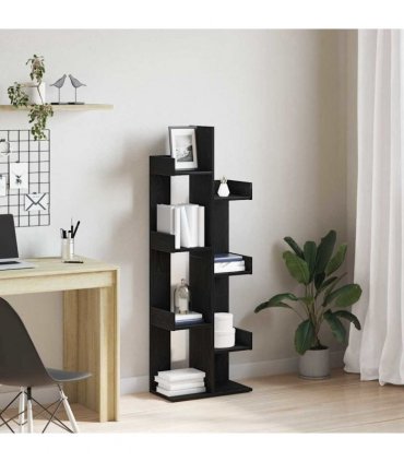 vidaXL Bookcase Black Oak 48 x 25.5 x 140 cm Engineered Wood