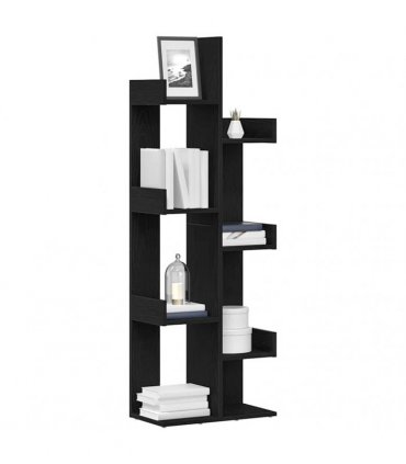 vidaXL Bookcase Black Oak 48 x 25.5 x 140 cm Engineered Wood