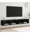 vidaXL TV Cabinet Set 2 pcs Black Oak 100 x 30 x 30 cm Engineered Wood