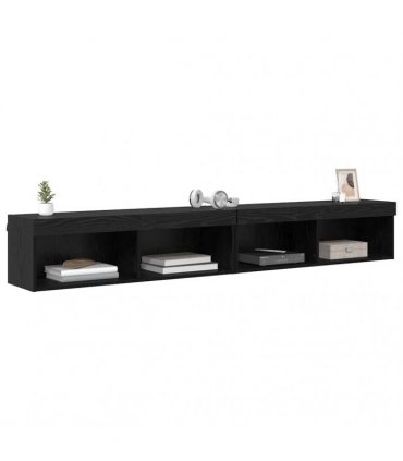 vidaXL TV Cabinet Set 2 pcs Black Oak 100 x 30 x 30 cm Engineered Wood