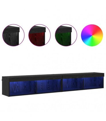 vidaXL TV Cabinet Set 2 pcs Black Oak 100 x 30 x 30 cm Engineered Wood