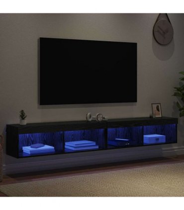 vidaXL TV Cabinet Set 2 pcs Black Oak 100 x 30 x 30 cm Engineered Wood
