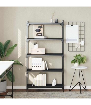 vidaXL Bookcase 5-Tier Black 80x30x154 cm Engineered Wood