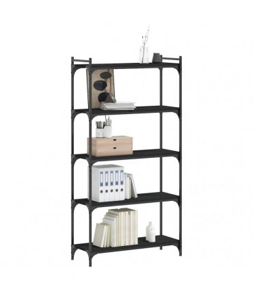 vidaXL Bookcase 5-Tier Black 80x30x154 cm Engineered Wood