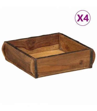 vidaXL Tray 4 pcs Brown 29 x 31 x 10 cm Solid Reclaim Wood