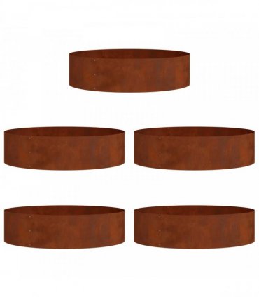 vidaXL Planter Ring 5 pcs Brown 80 x 80 x 20 cm Weathering Steel