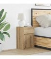 vidaXL LED Bedside Cabinet Artisan oak 38 x 34 x 61 cm Engineered wood