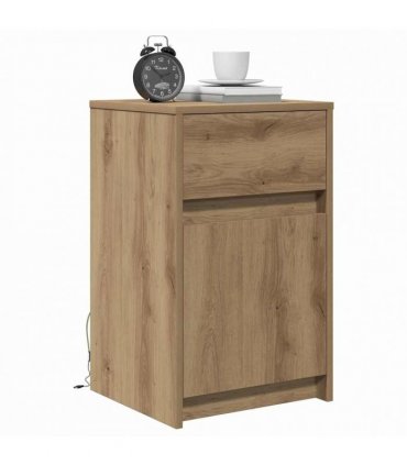 vidaXL LED Bedside Cabinet Artisan oak 38 x 34 x 61 cm Engineered wood