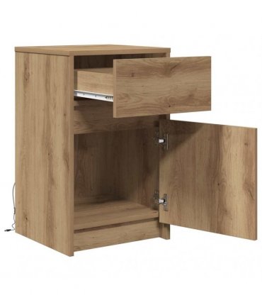vidaXL LED Bedside Cabinet Artisan oak 38 x 34 x 61 cm Engineered wood
