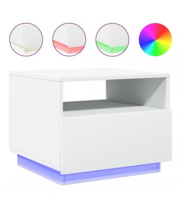 vidaXL Coffee Table with LED Lights White 50x49x40 cm