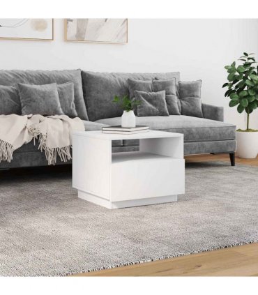 vidaXL Coffee Table with LED Lights White 50x49x40 cm