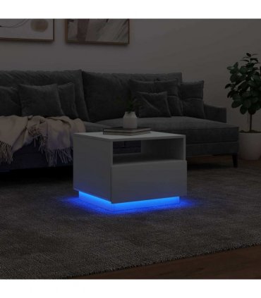 vidaXL Coffee Table with LED Lights White 50x49x40 cm