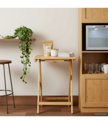 vidaXL Kitchen Table Folding Manual Natural 40 x 30 x 53.5 cm Bamboo